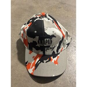 Vintage NAPA Racing Camo Snapback Hat Gray Orange Black Cap NASCAR USA
